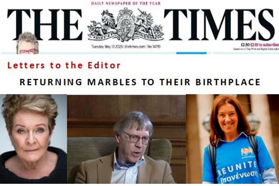 Returning Marbles to their birthplace, Times Letters